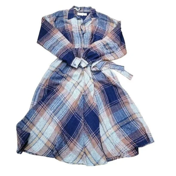 Norma Kamali | Dresses | Vintage Norma Kamali 8s Linen Blue Plaid Fit Flare  Midi Dress Classic Y2ksz4 | Poshmark